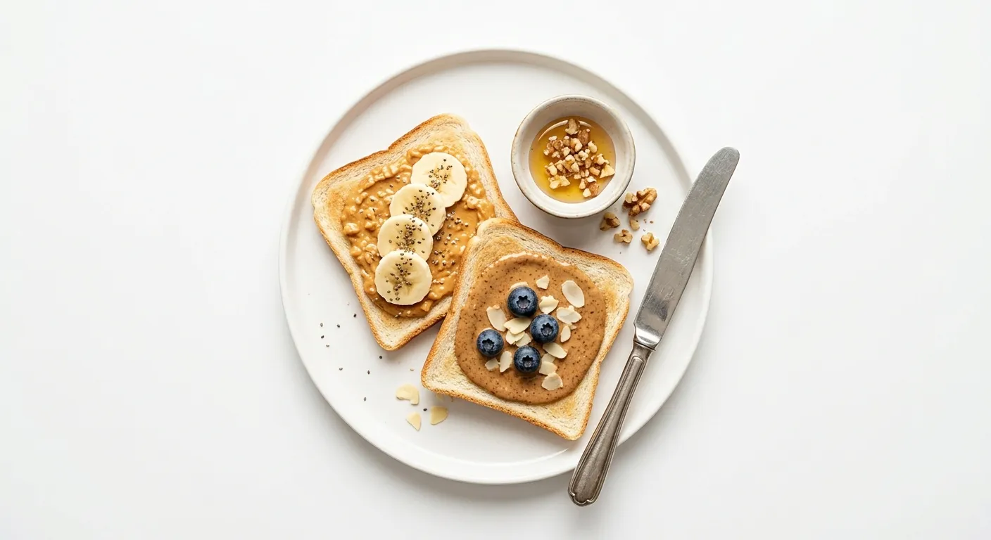 Breakfast with White Bread and Nut Butter