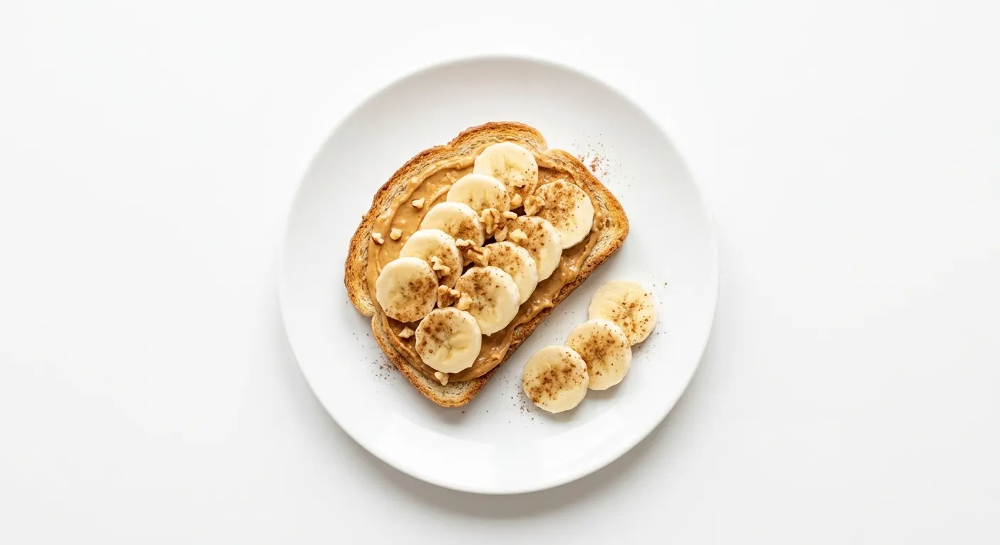 Breakfast with White Bread and Nut Butter Banana