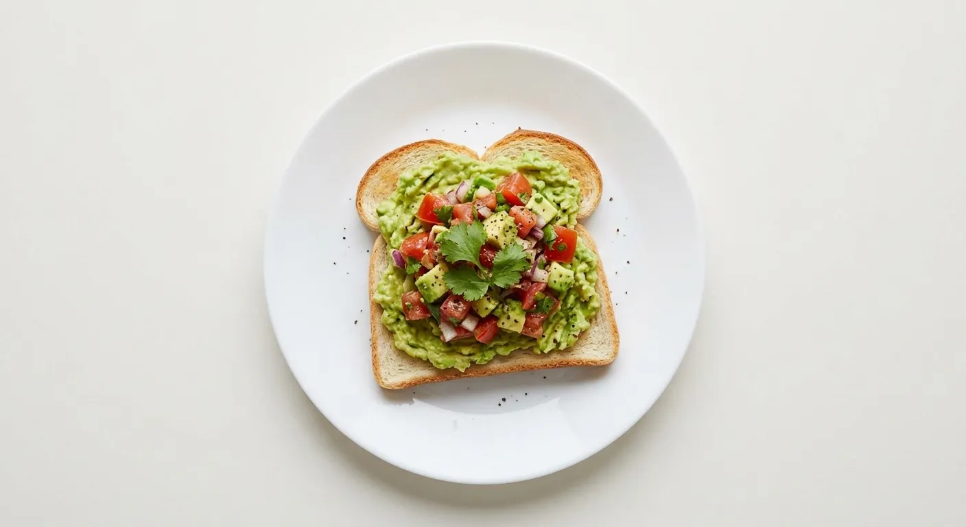 Breakfast with White Bread and Tomato Avocado Salsa