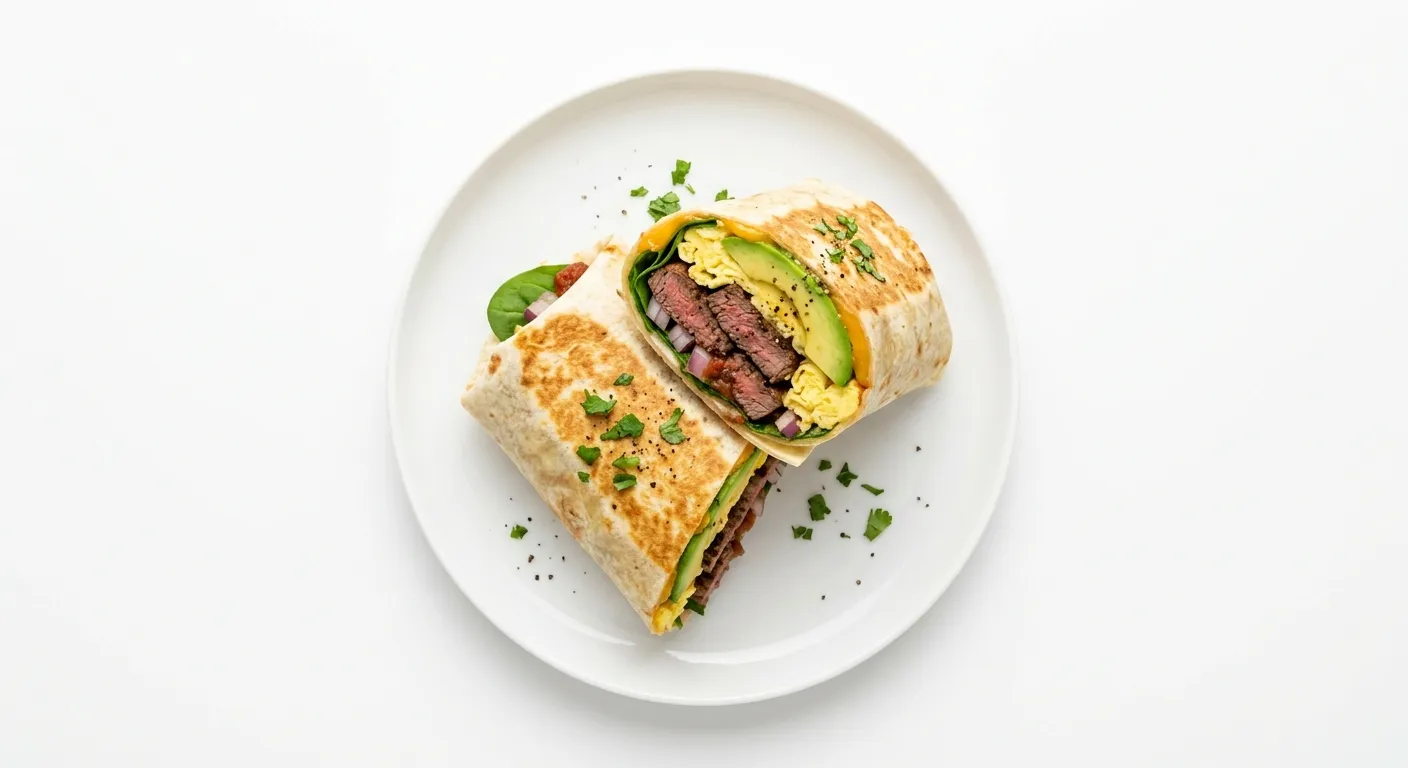 Gourmet Breakfast Wrap with Beef and Avocado