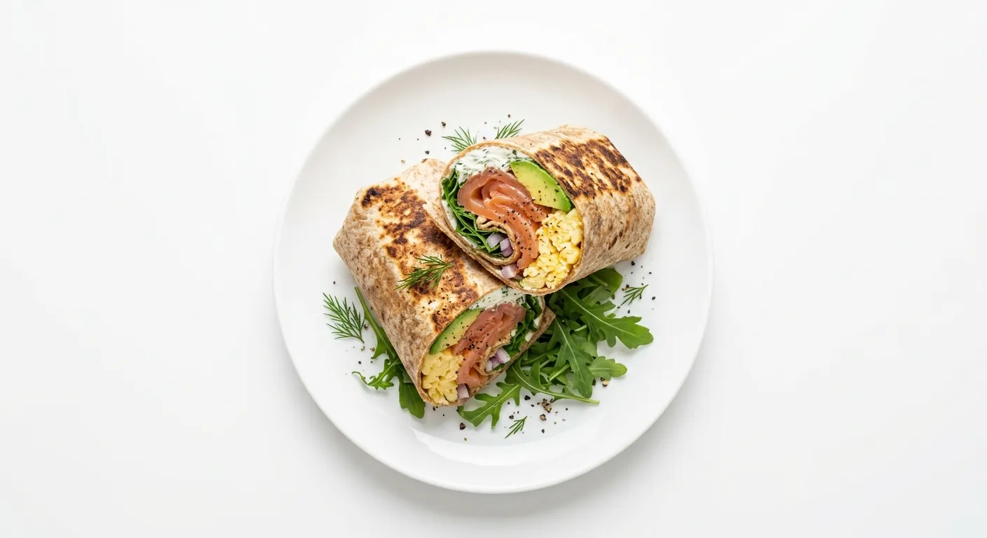 Autumn Breakfast Wrap with Smoked Salmon and Avocado