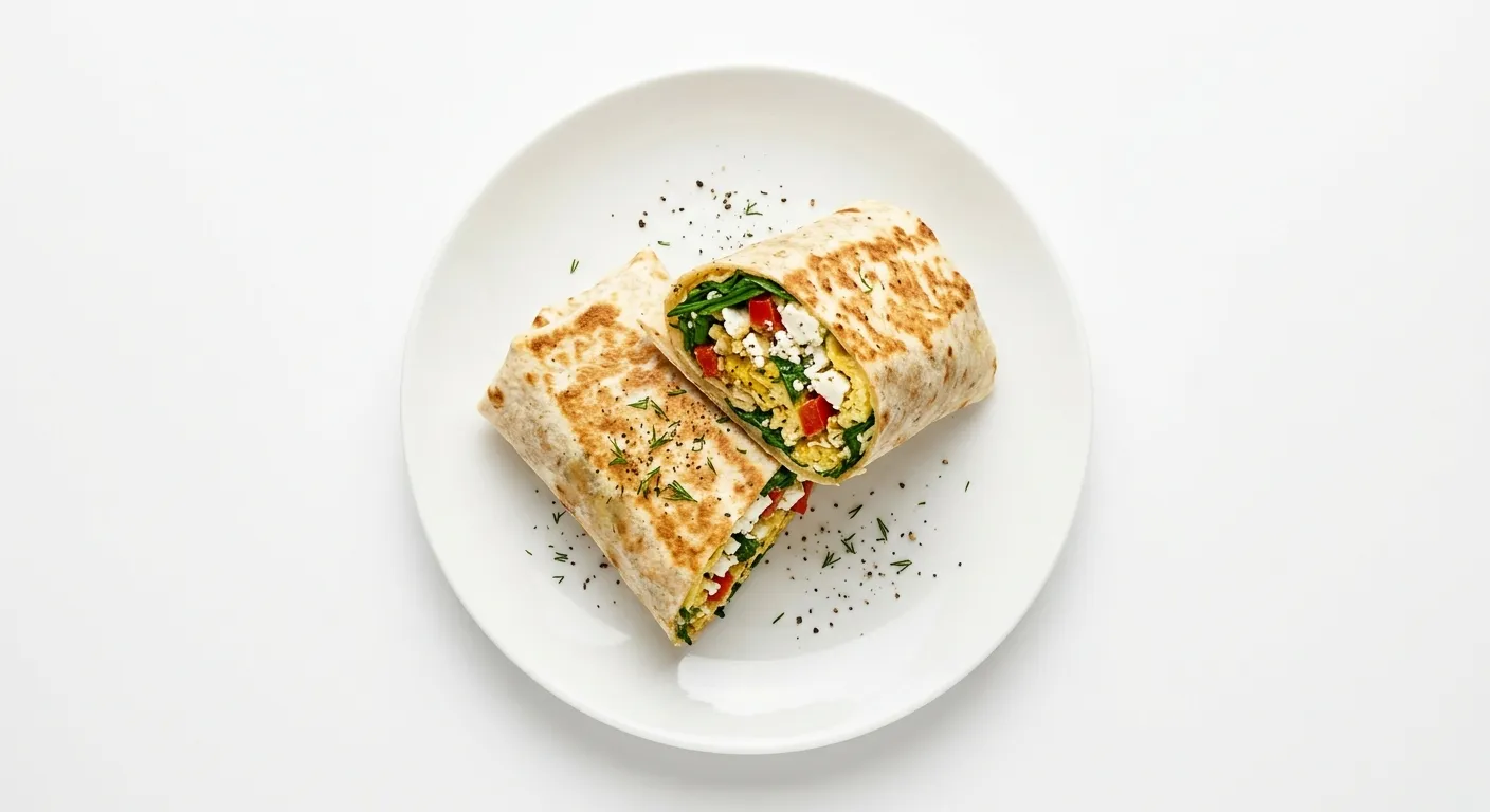 Autumn Breakfast Wrap with Spinach and Feta