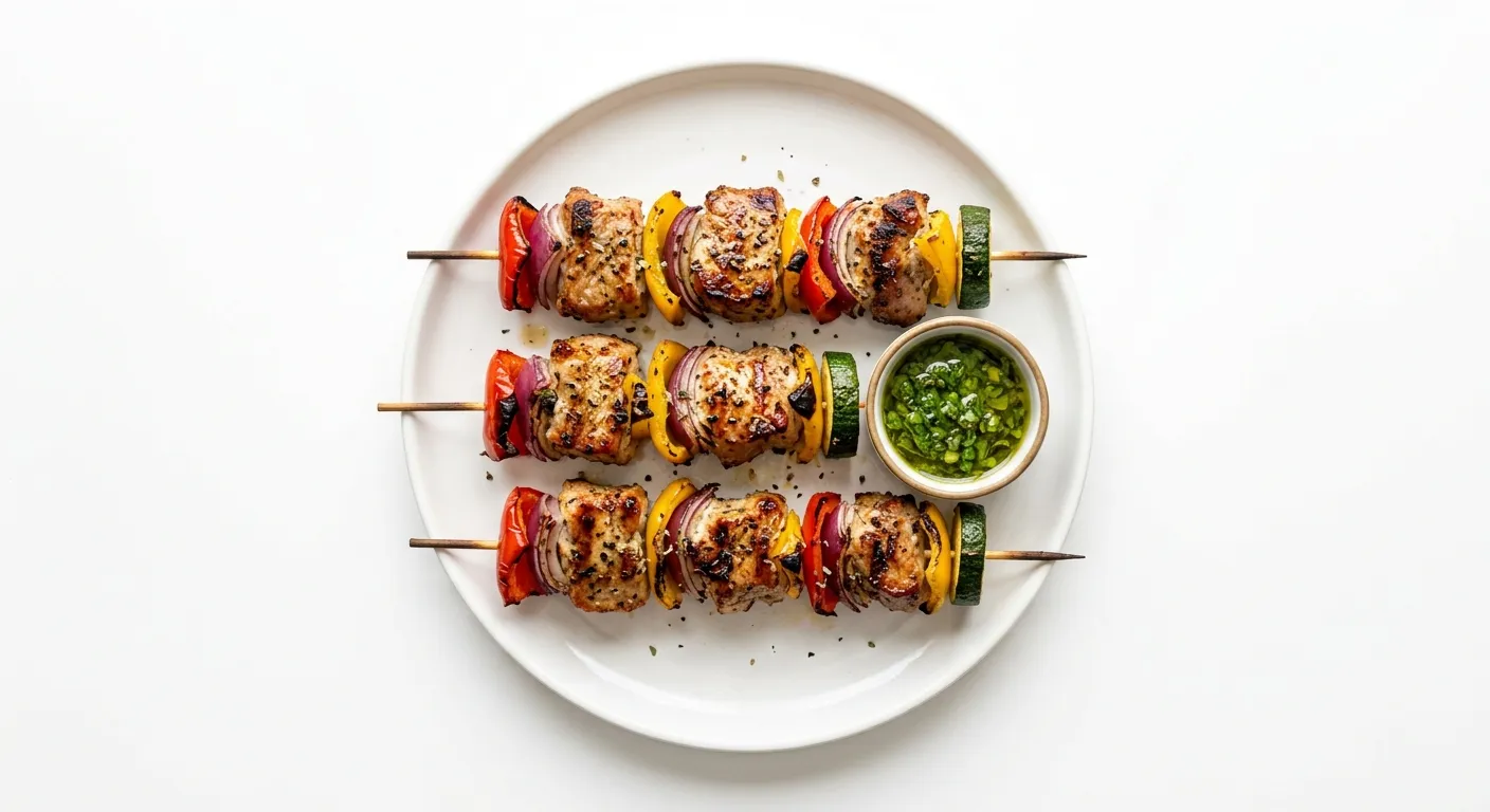 Brochettes de porc et légumes