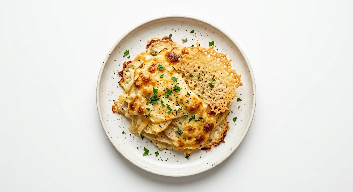 Celery Root and Apple Gratin with Parmesan Crisp