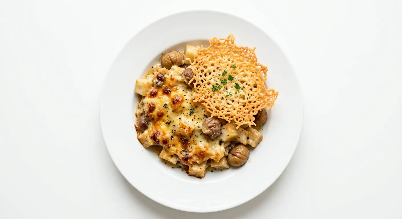 Celery Root and Chestnut Gratin with Parmesan Crisp