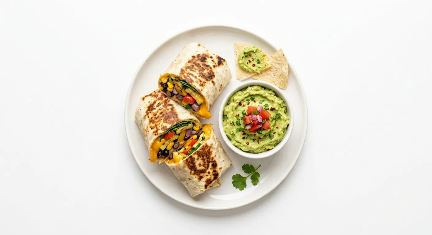 Cheesy Veggie Wraps with Avocado Dip