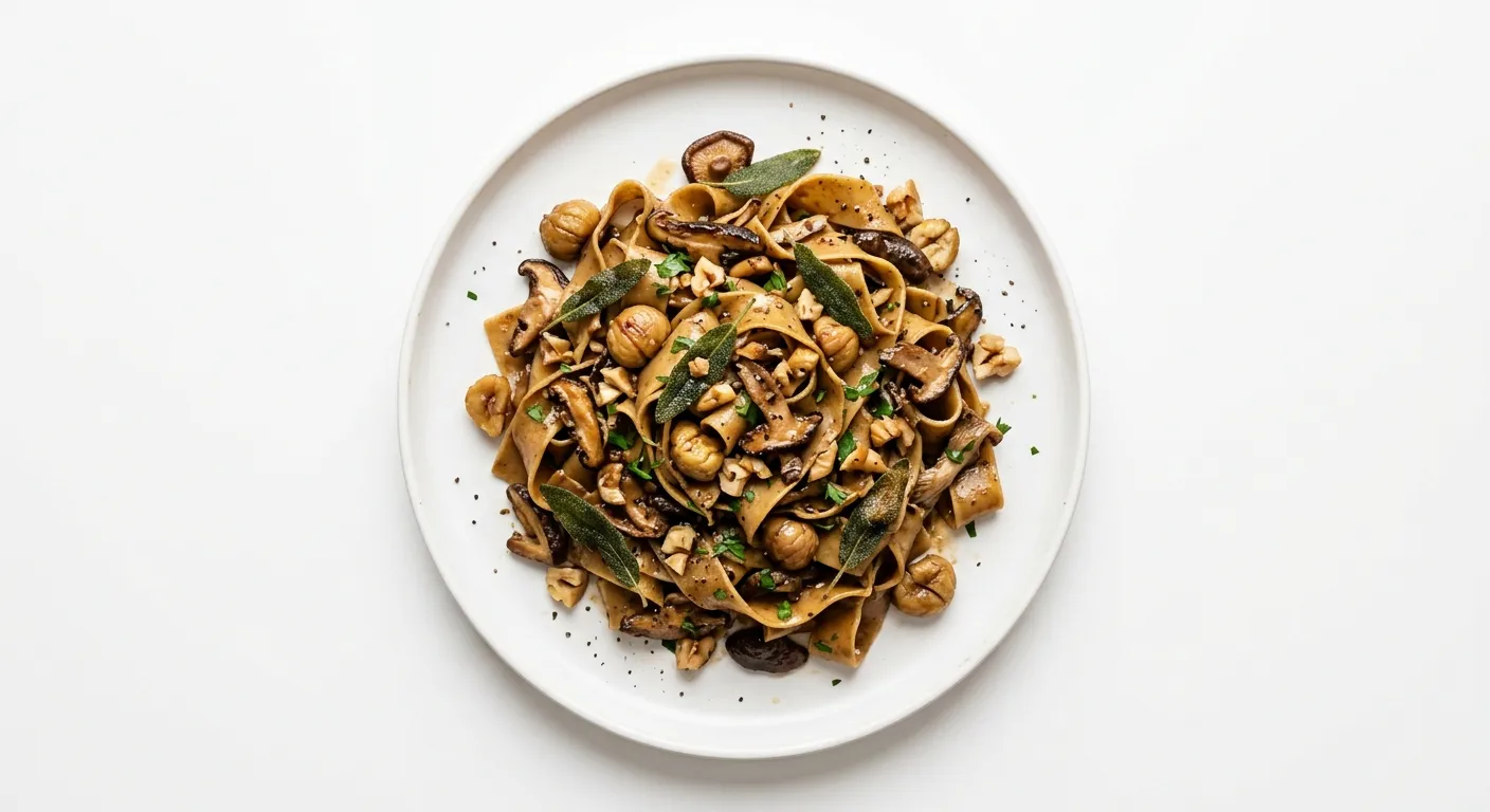 Chestnut and Wild Mushroom Pappardelle with Sage Brown Butter