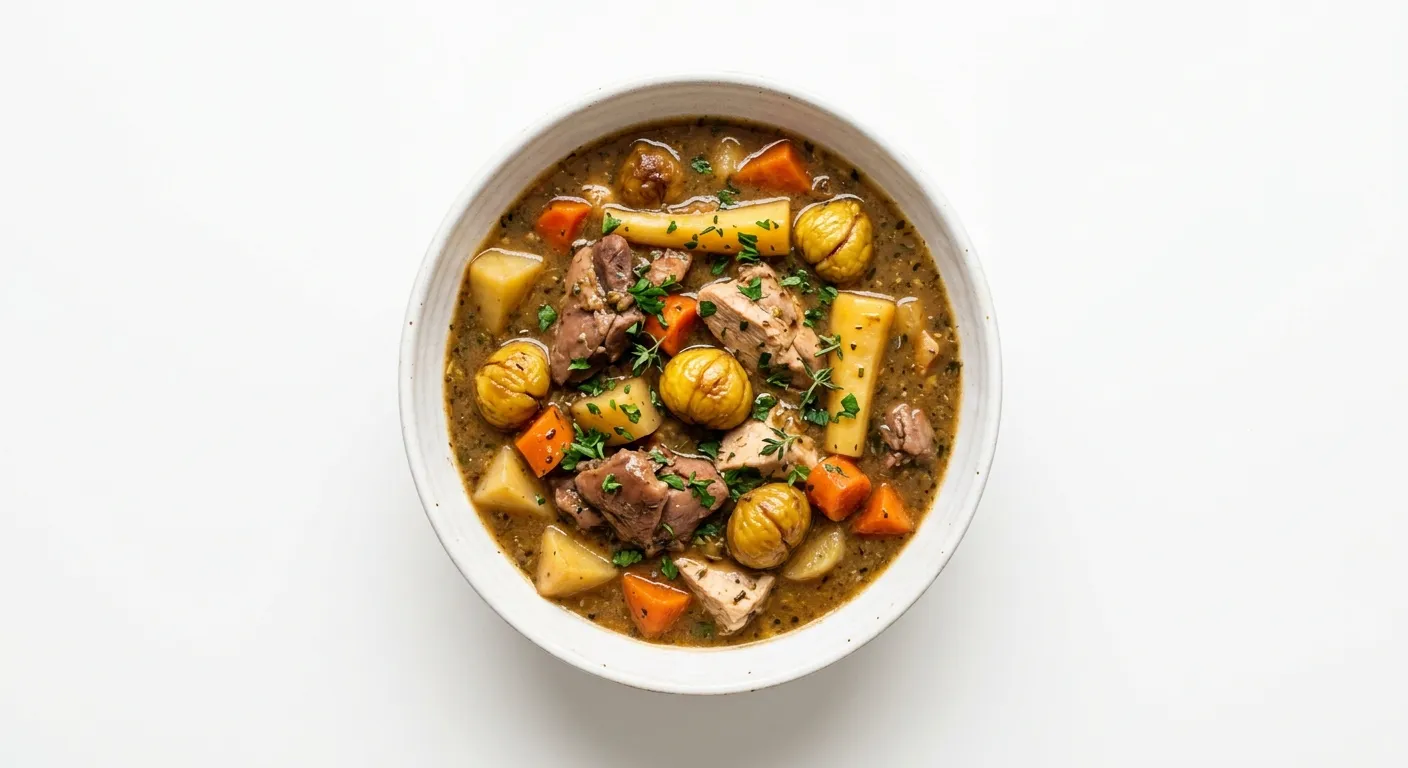 Autumn Chicken and Chestnut Stew with Root Vegetables