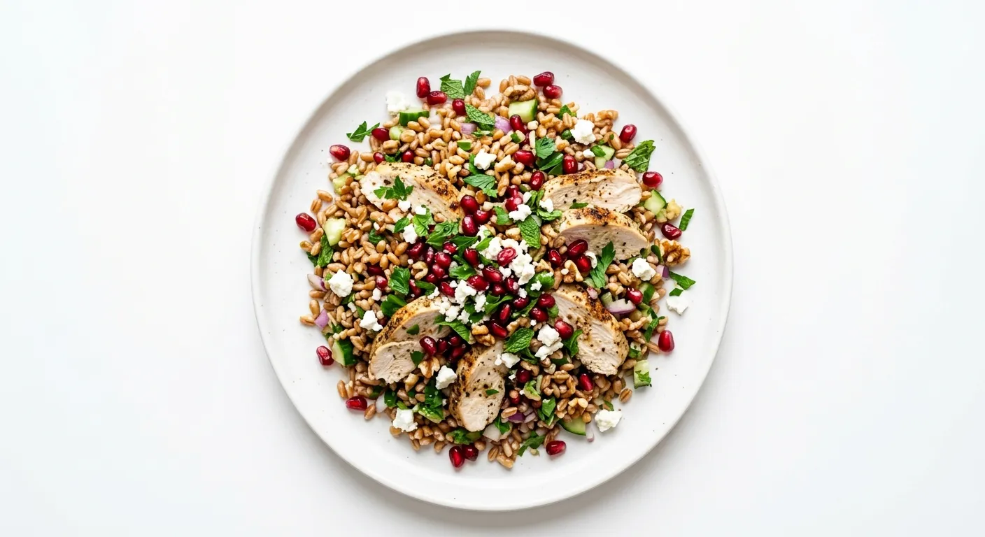 Autumn Chicken and Farro Salad with Pomegranate