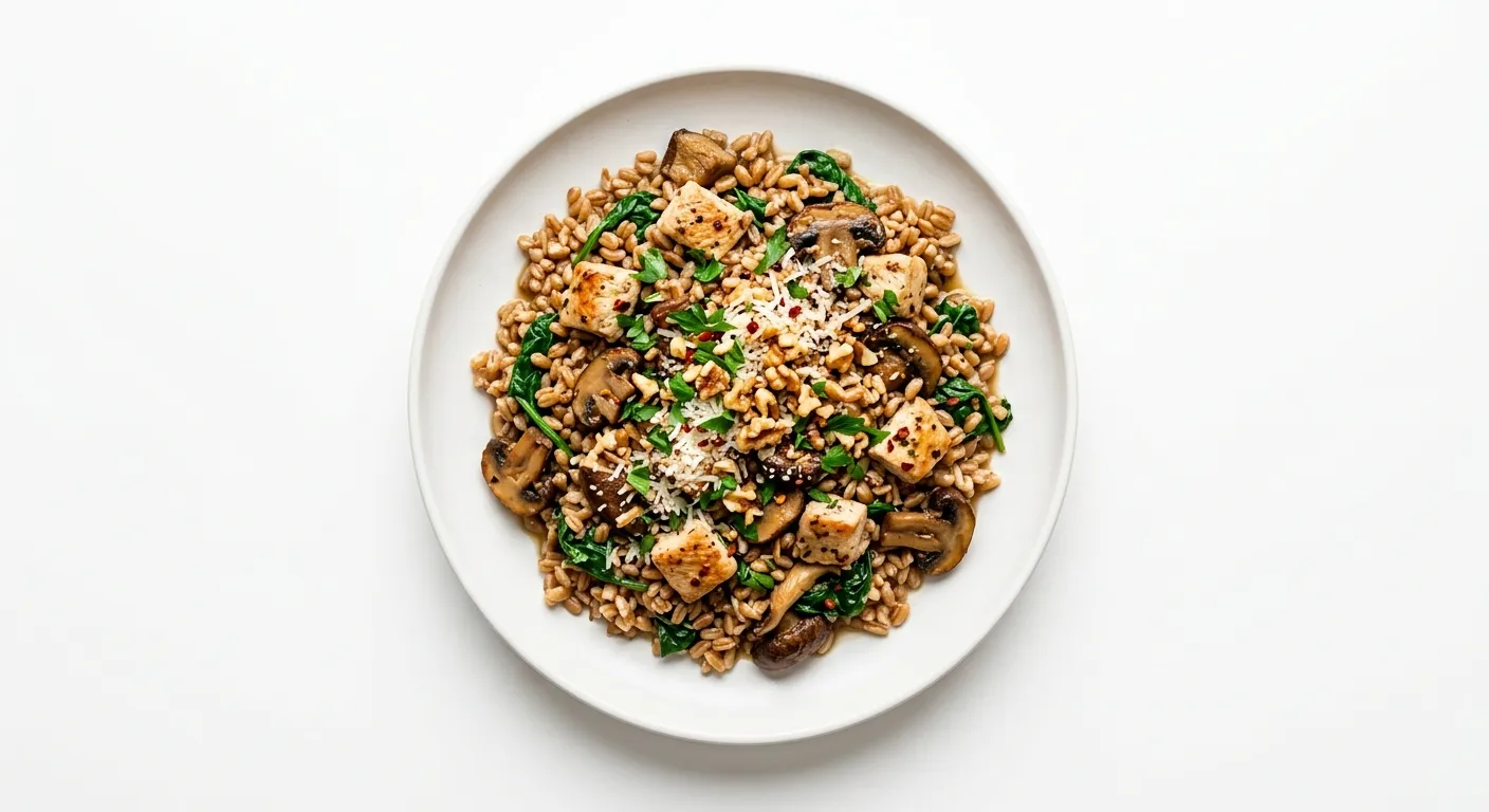 Autumn Chicken and Mushroom Farro Bowl