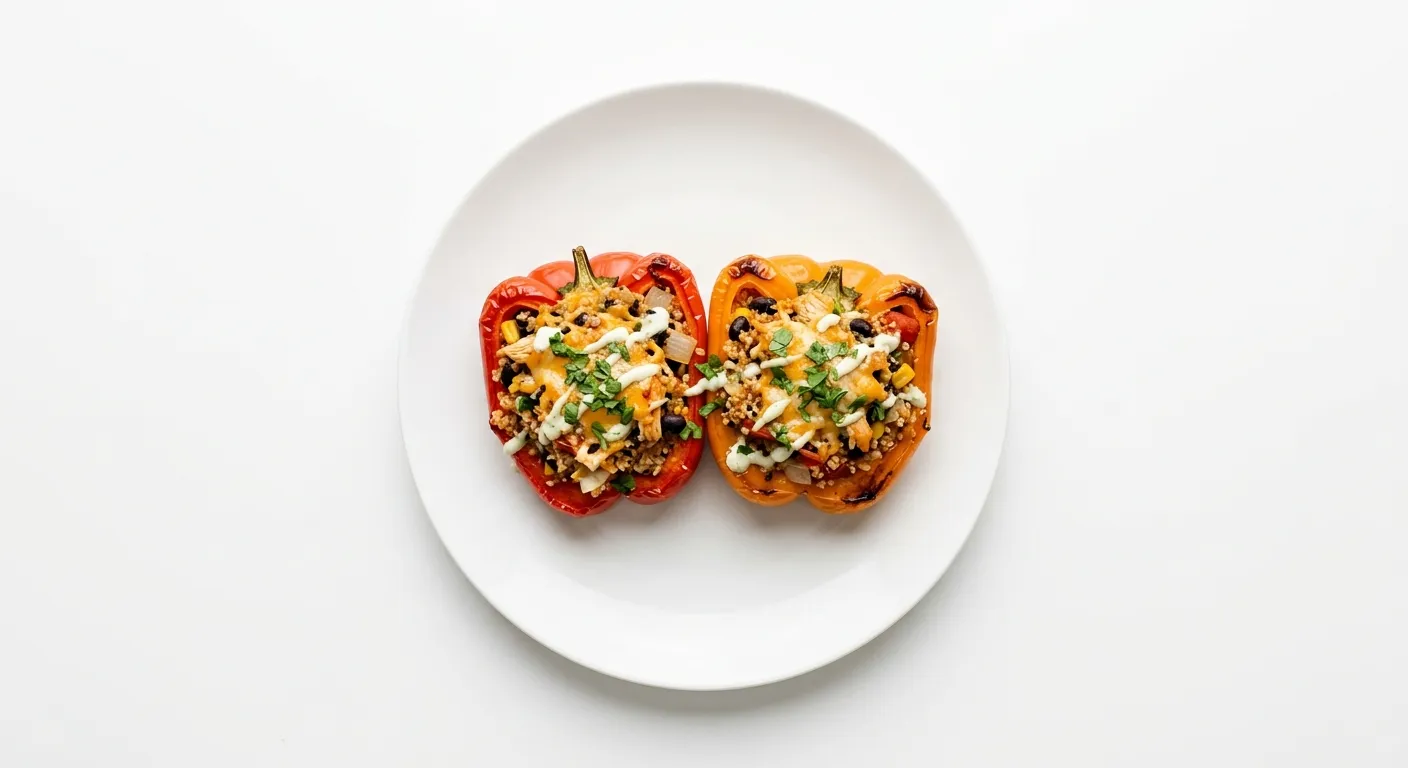 Autumn Chicken and Quinoa Stuffed Bell Peppers