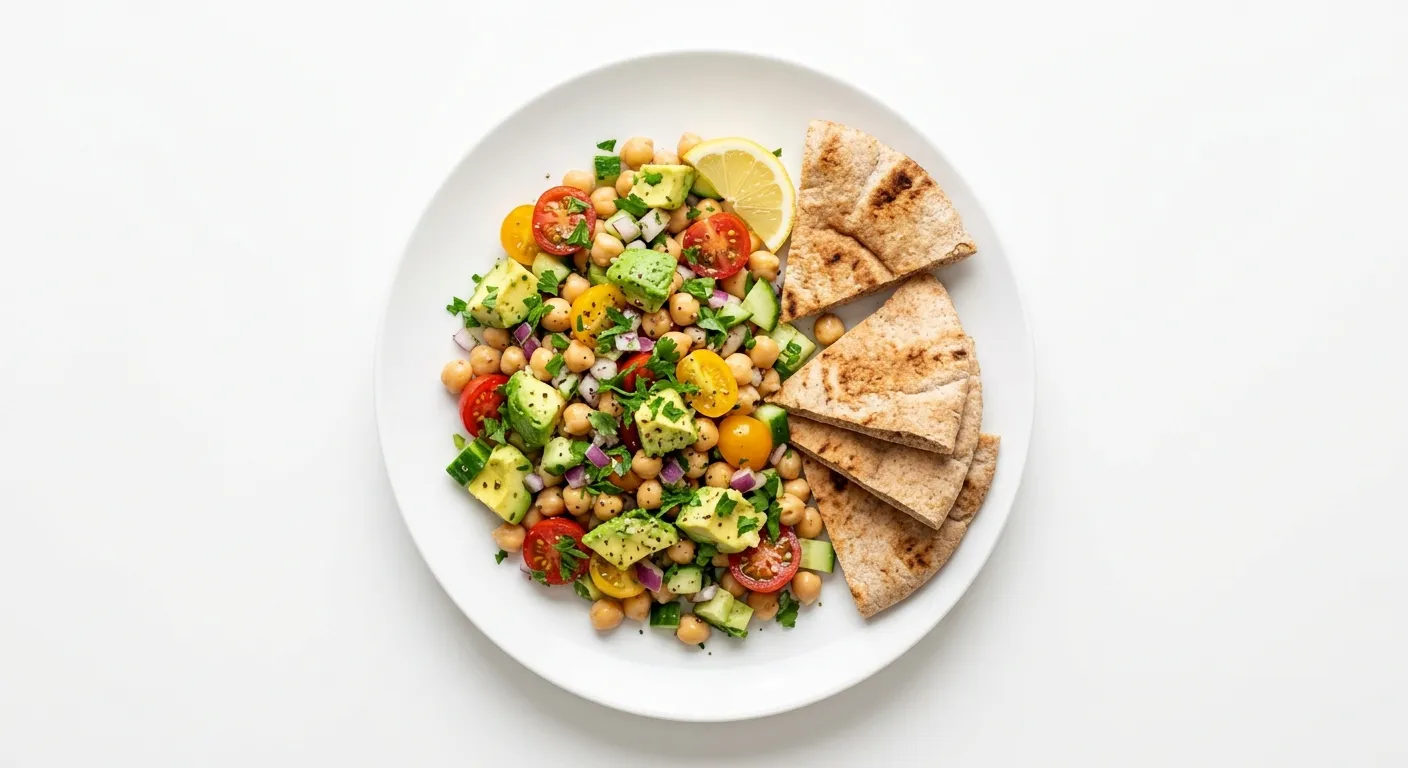 Chickpea and Avocado Salad with Whole Wheat Pita