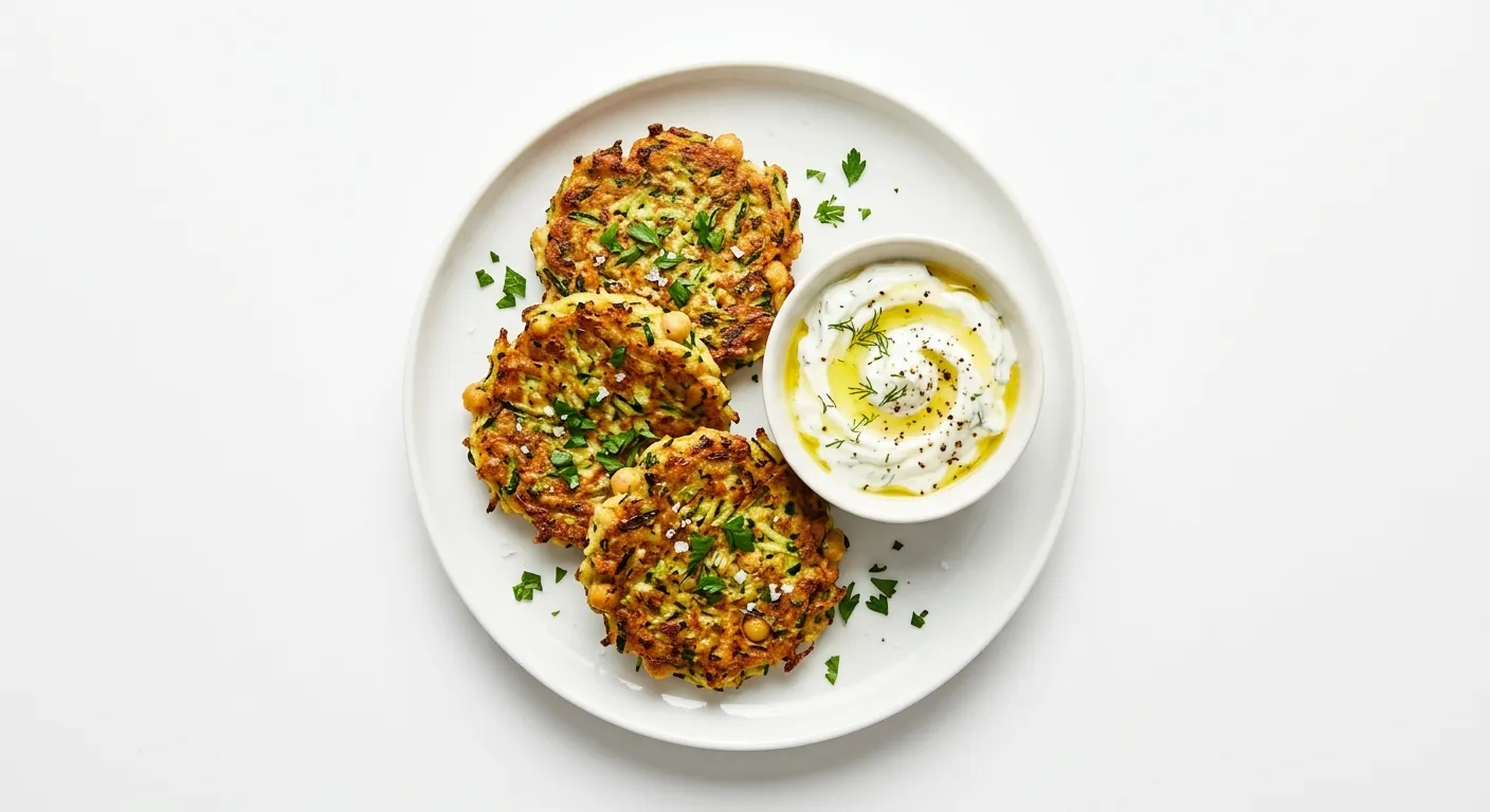 Chickpea and Courgette Fritters with Yogurt Dip