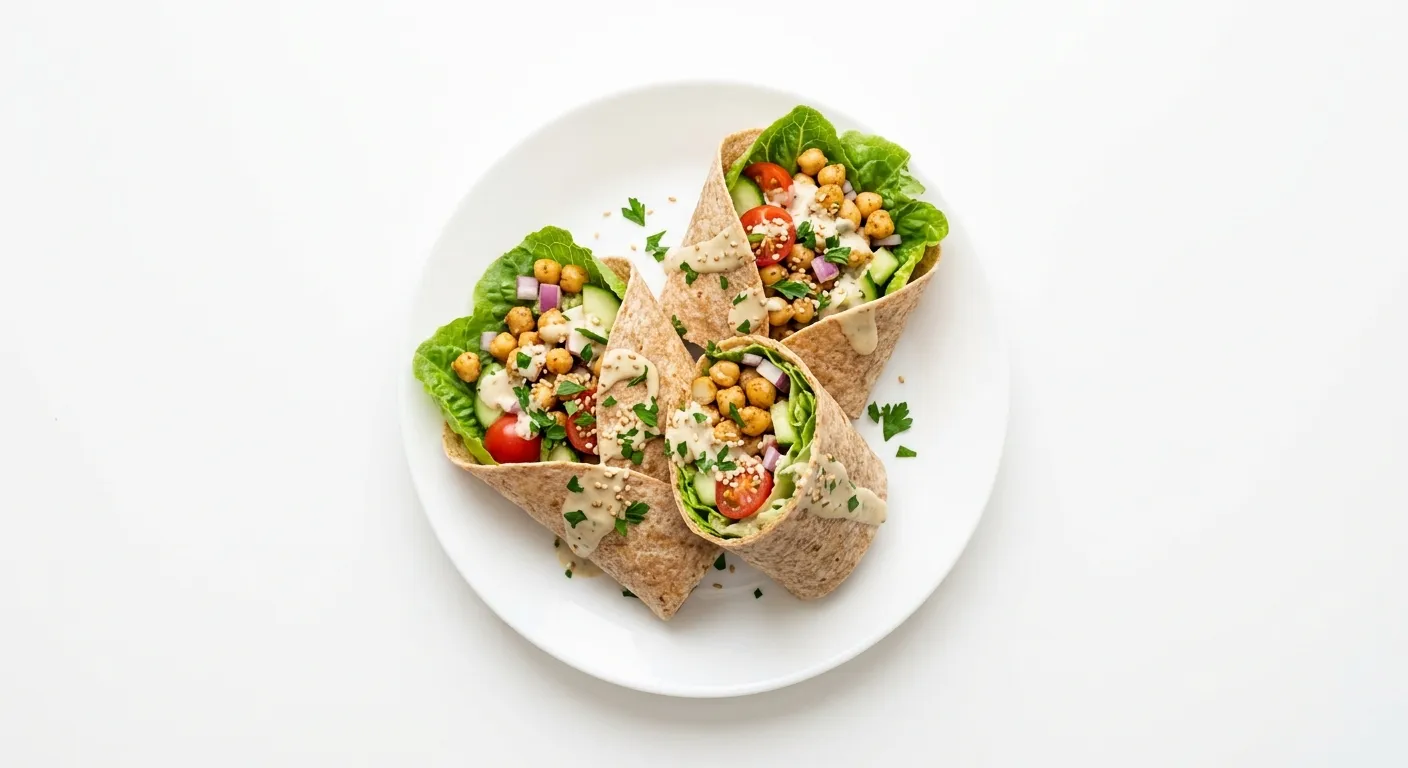Chickpea and Lettuce Wraps with Tahini Dressing