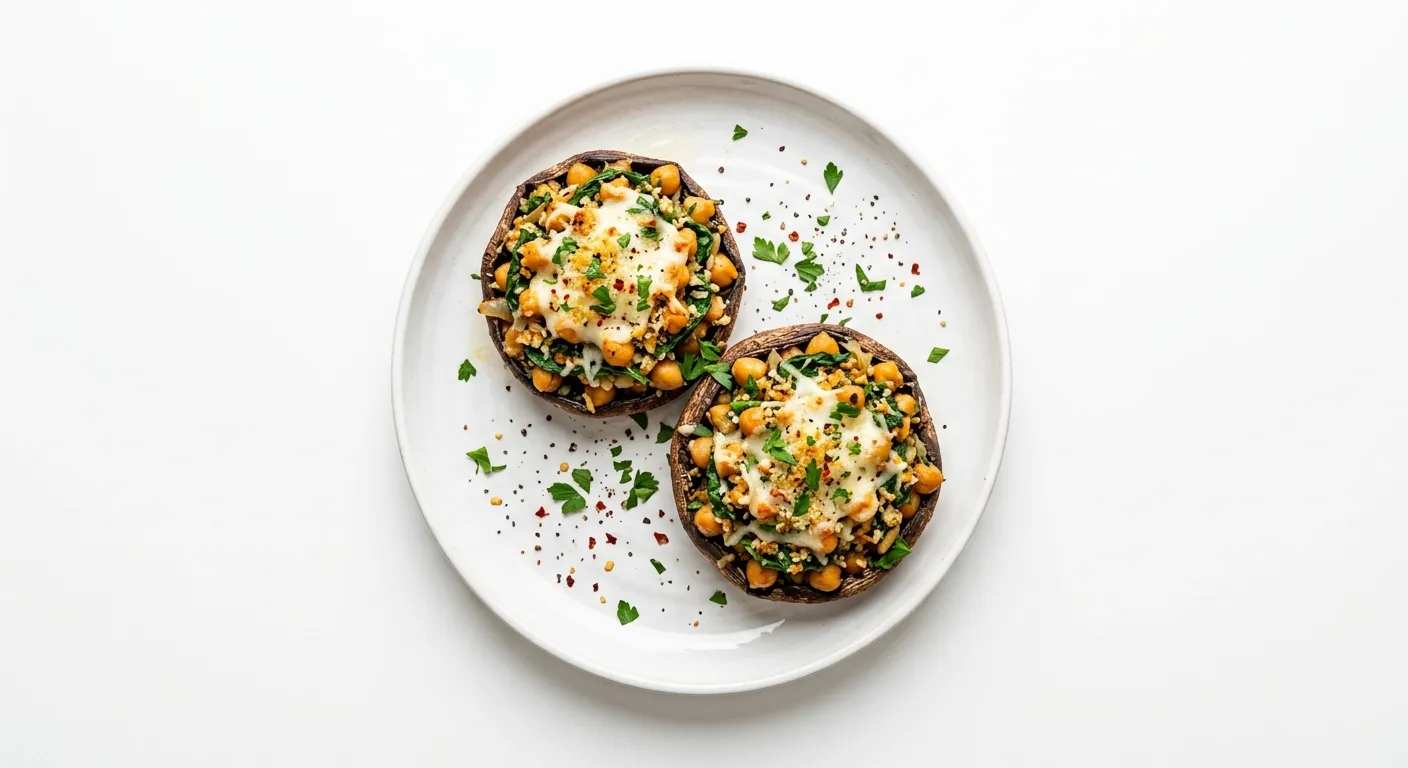 Chickpea and Spinach Stuffed Portobello Mushrooms