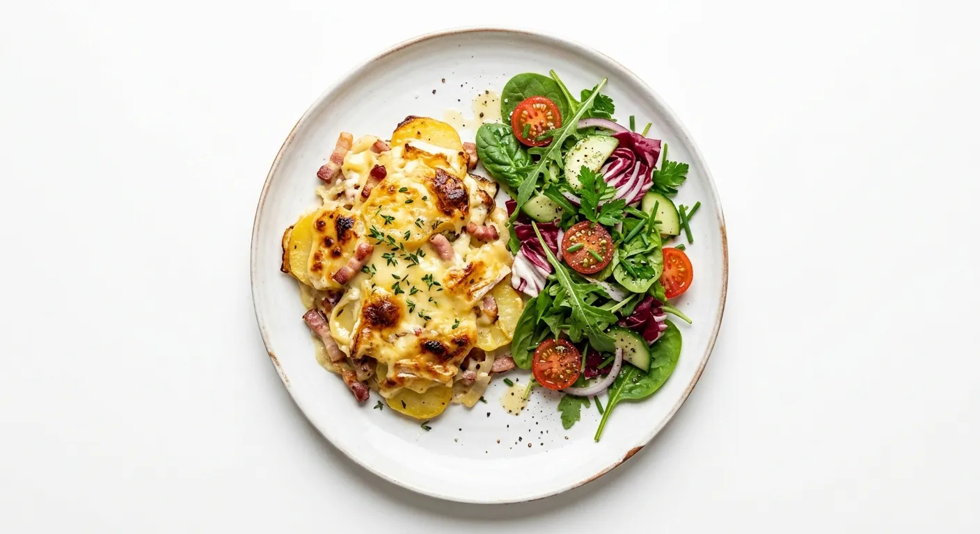 Cozy Tartiflette with Mixed Greens