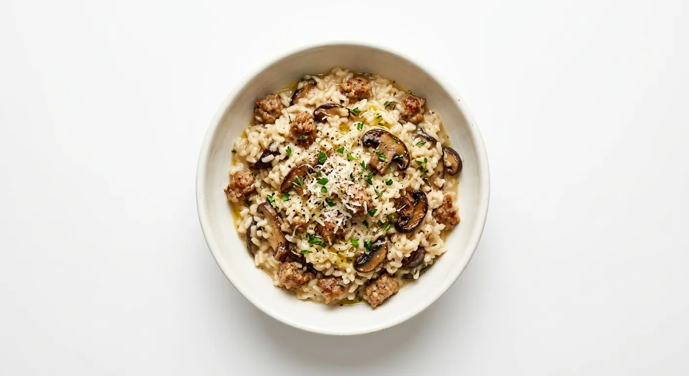 Creamy Risotto with Mushrooms and Sausage