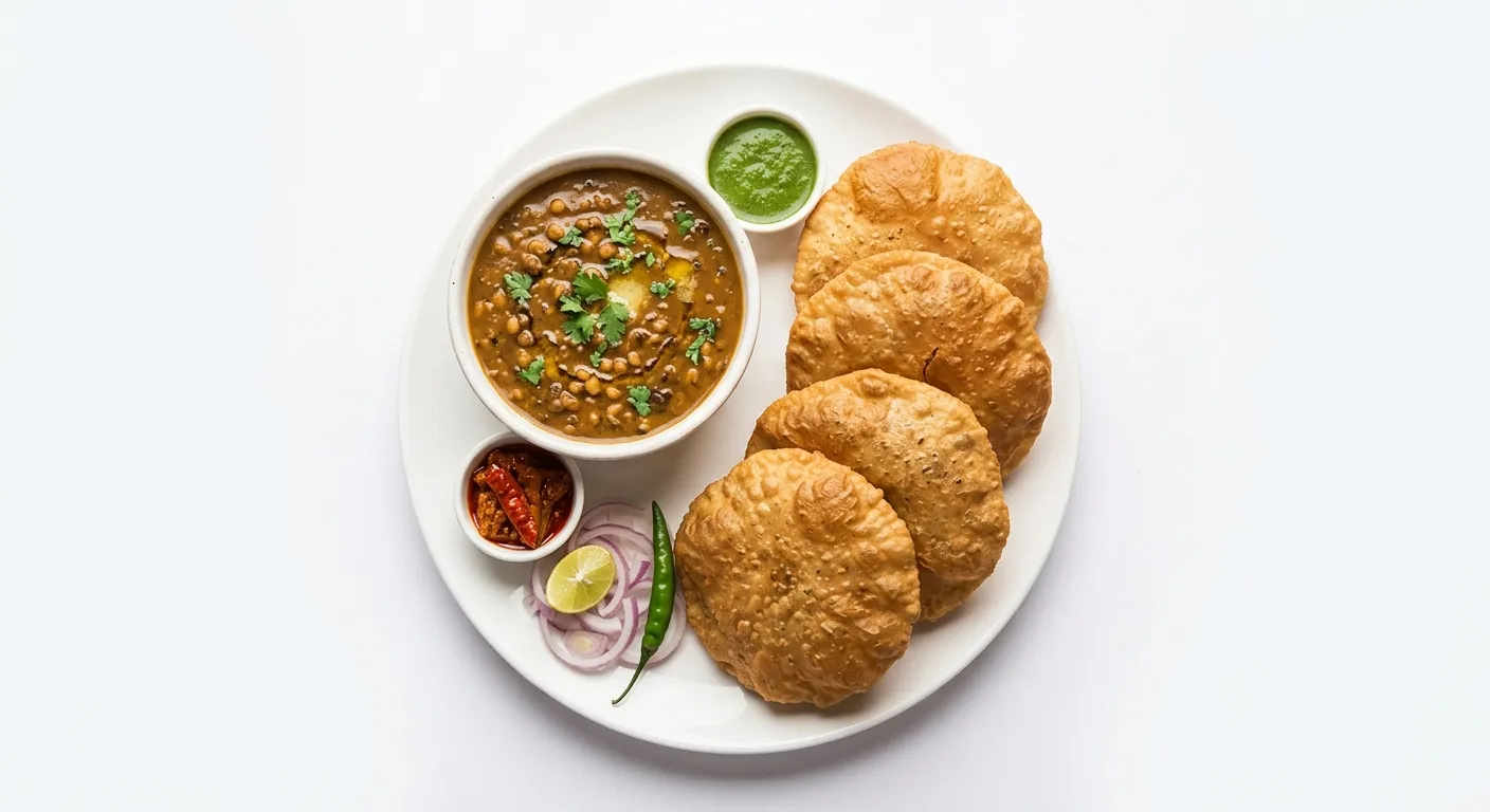 Crispy Bedmi Puri with Spiced Urad Dal