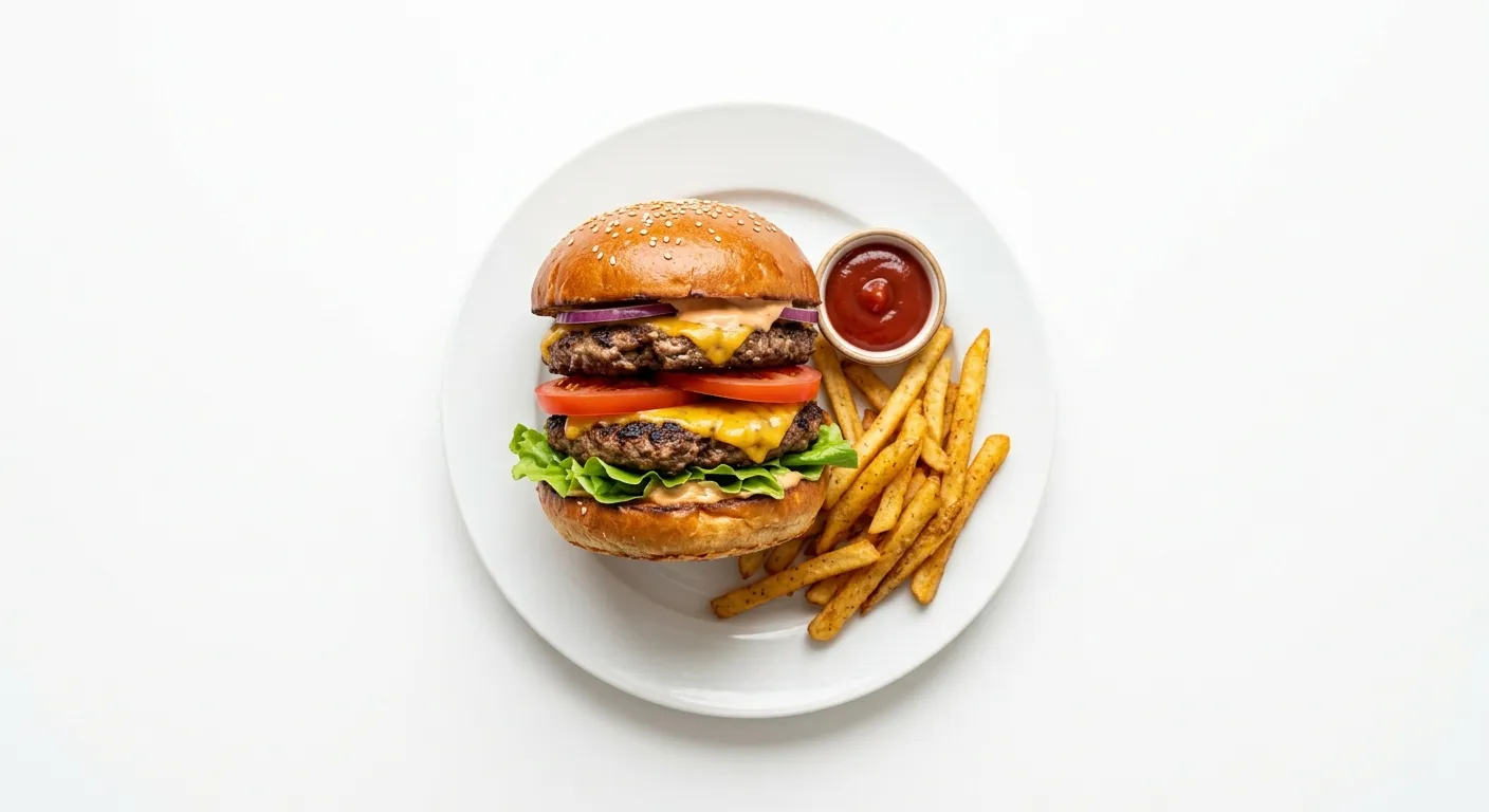 Double Beef Burger with Lettuce and Tomato