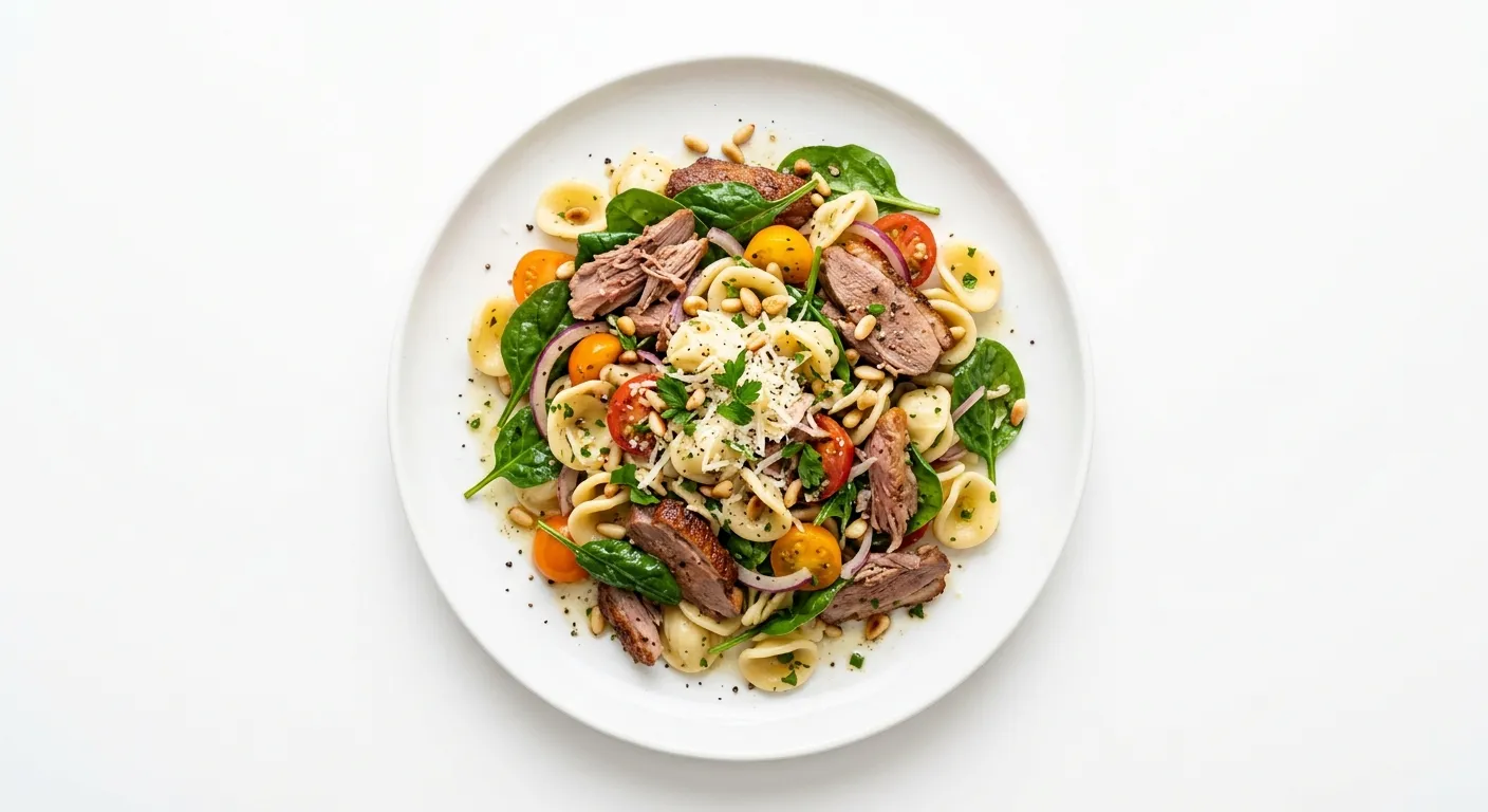 Duck and Spinach Pasta Salad