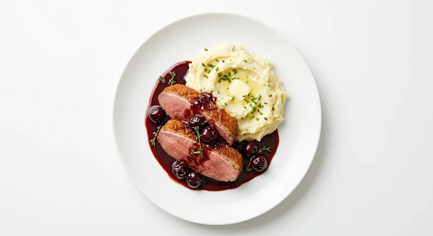 Duck Breast with Balsamic Cherry Sauce and Mashed Potatoes