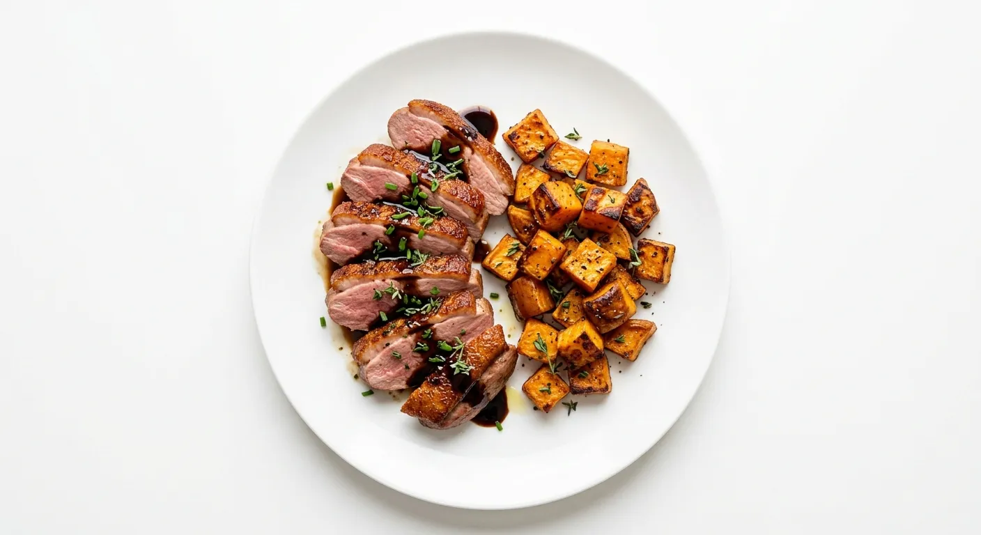 Duck Breast with Balsamic Glaze and Roasted Sweet Potatoes