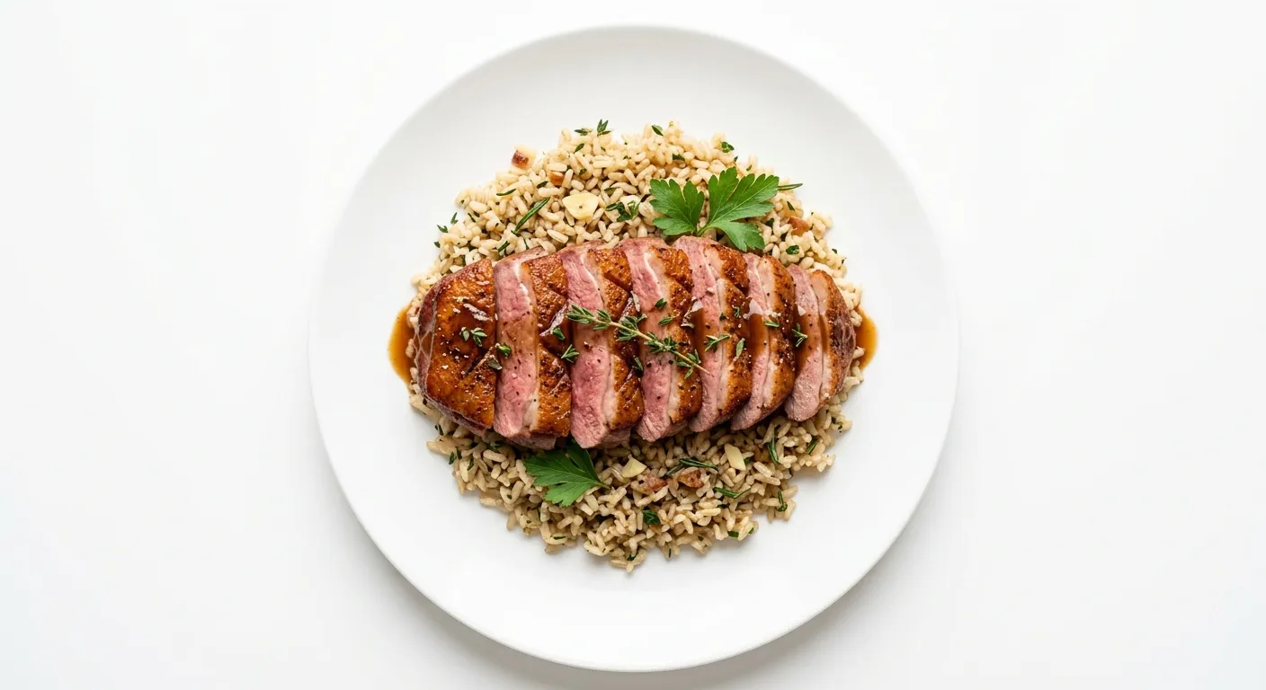 Duck Breast with Herb-Infused Brown Rice