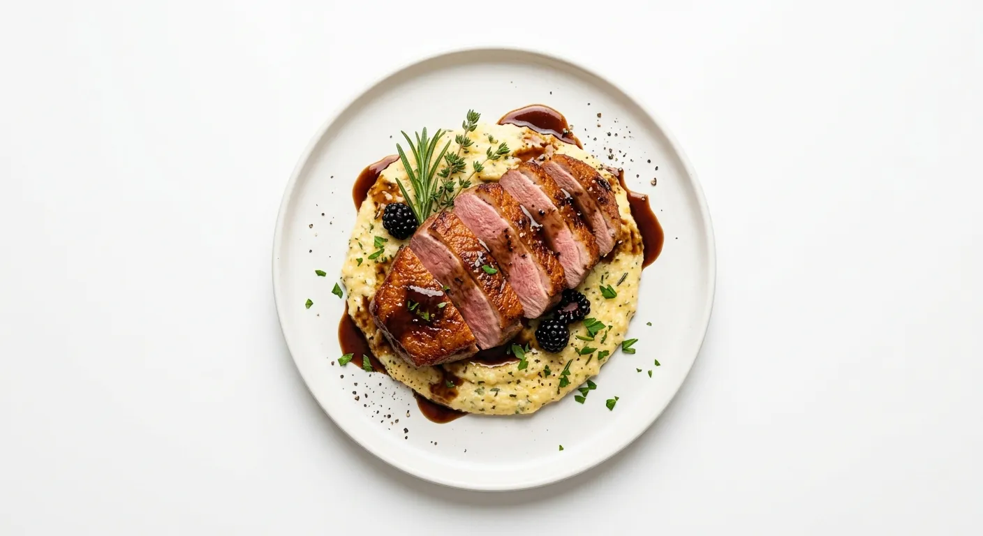 Duck Breast with Herb-Infused Polenta