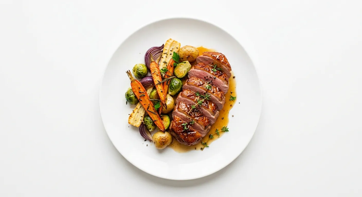 Duck Breast with Honey Glaze and Roasted Vegetables