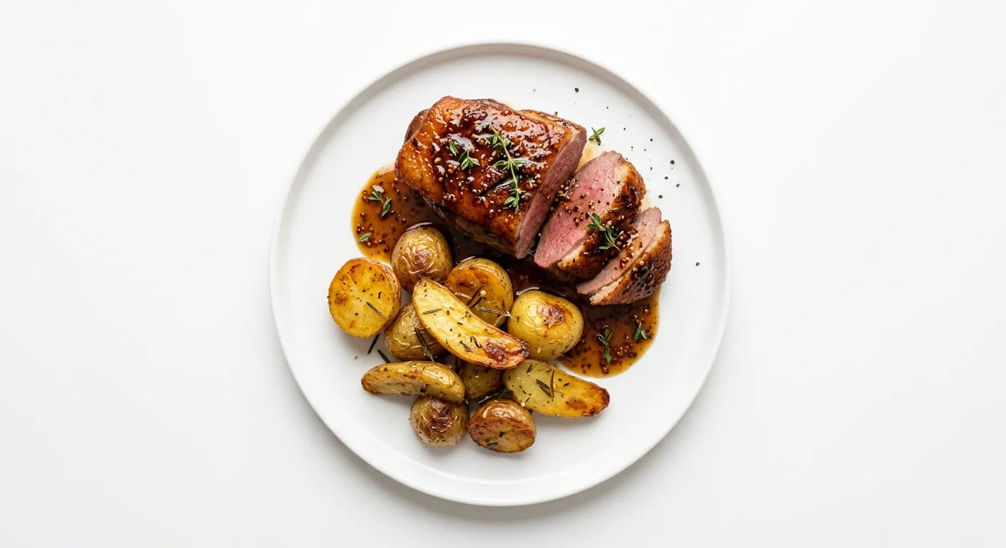 Duck Breast with Honey Mustard Glaze and Roasted Potatoes