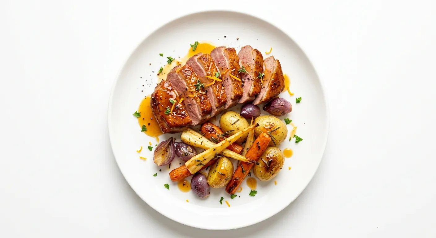 Duck Breast with Orange Glaze and Roasted Vegetables