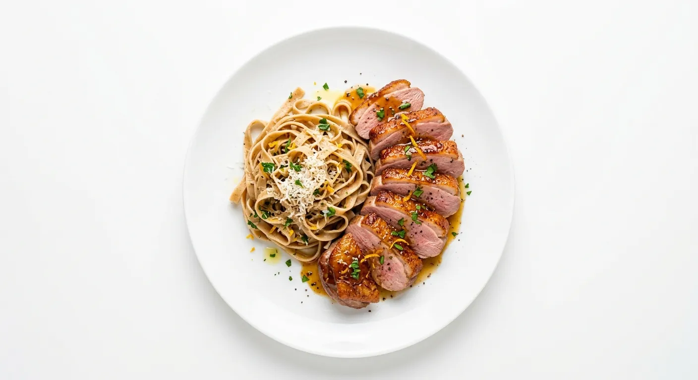 Duck Breast with Orange Glaze and Whole Wheat Pasta