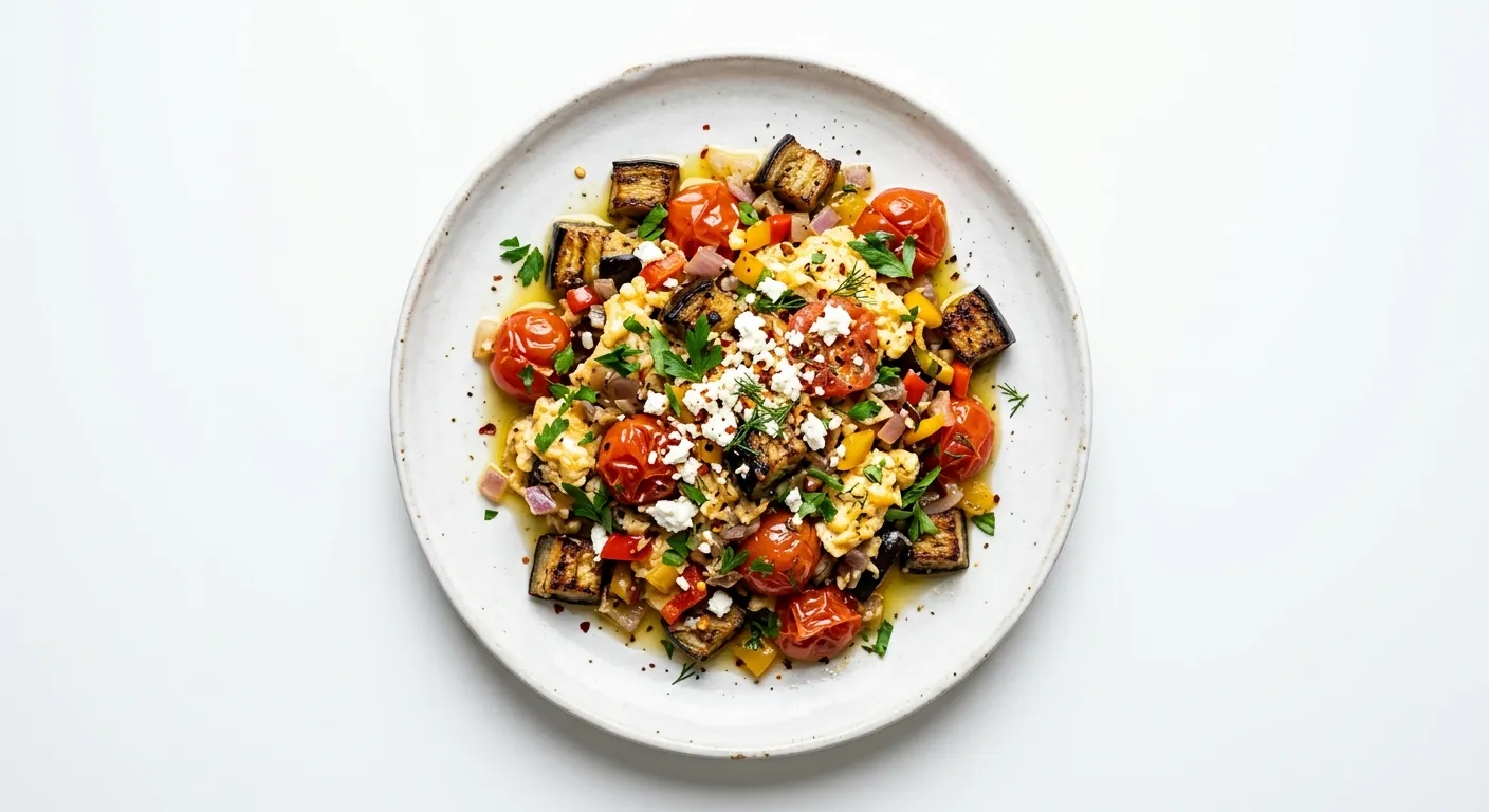 Eggplant and Tomato Breakfast Scramble