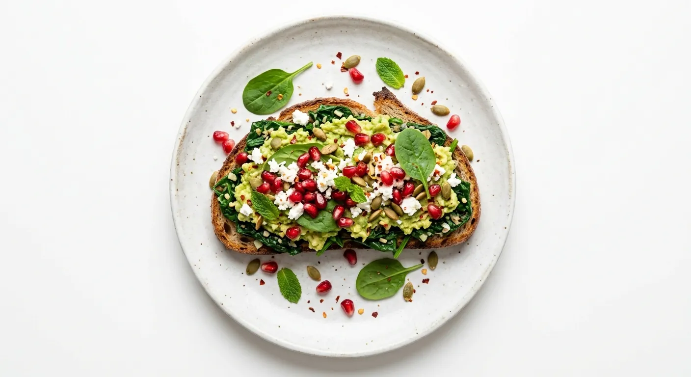 Elegant Avocado and Spinach Toast with Pomegranate