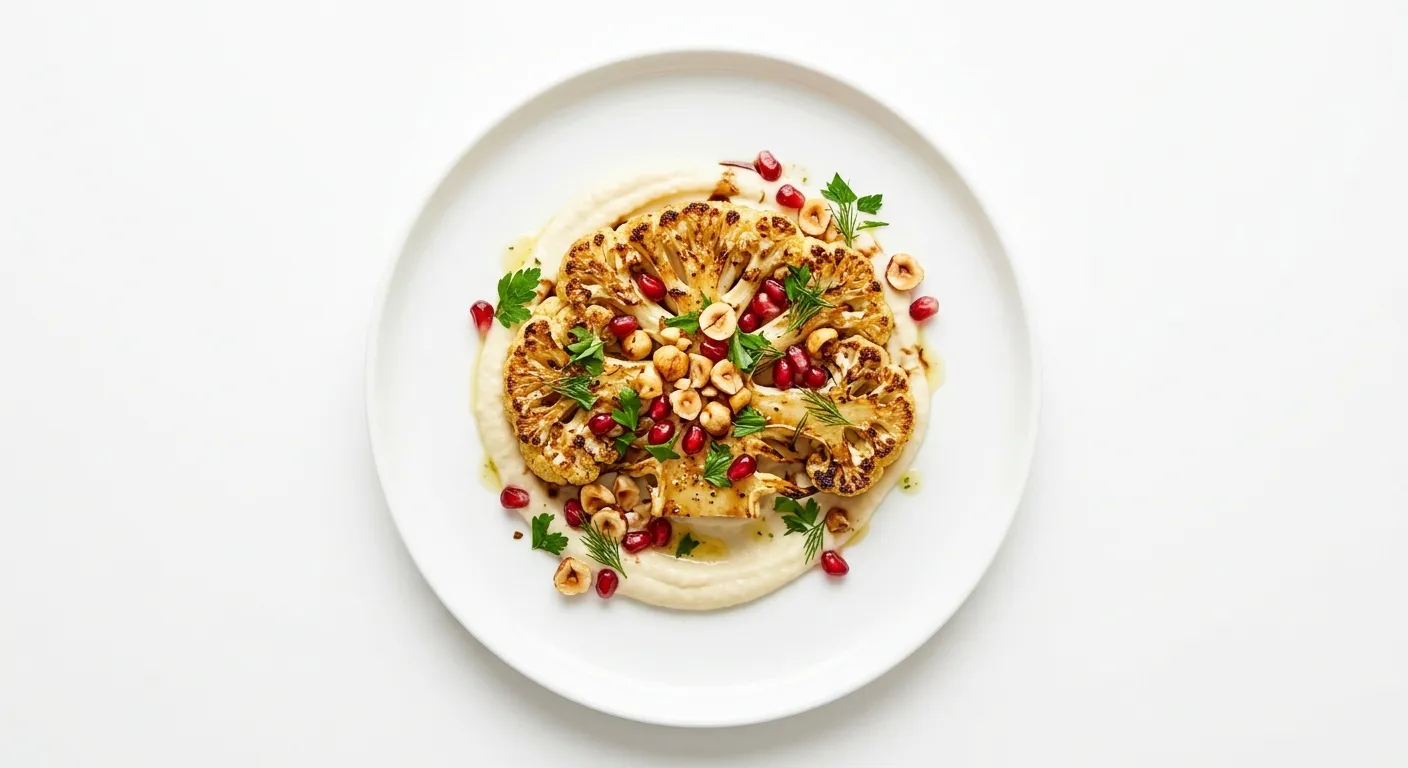 Elegant Roasted Cauliflower Steak with Hazelnut and Pomegranate