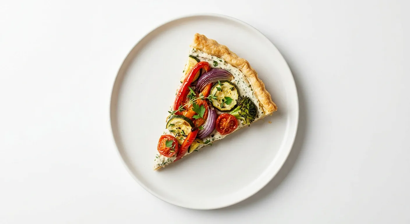 Elegant Roasted Winter Vegetable Tart with Herb Cashew Cream