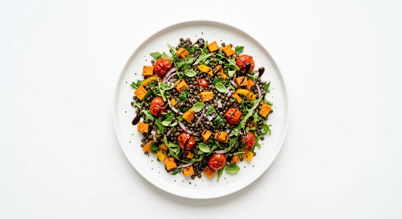 Elegant Winter Vegetable and Lentil Salad with Balsamic Glaze