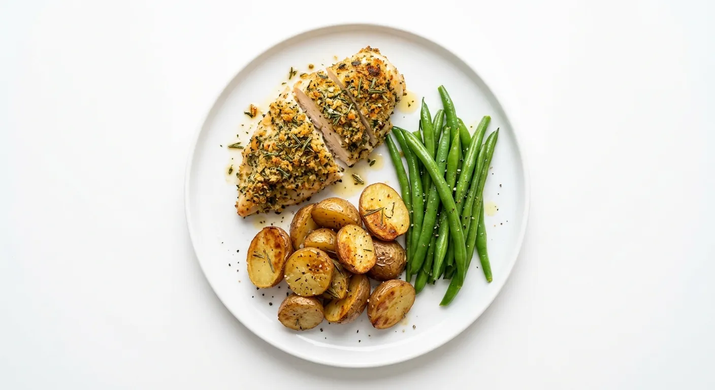 French Herb-Crusted Chicken with Roasted Potatoes and Green Beans