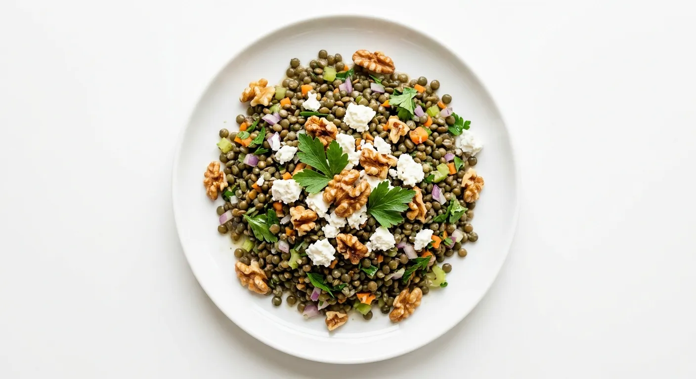 French Lentil Salad with Goat Cheese and Toasted Walnuts