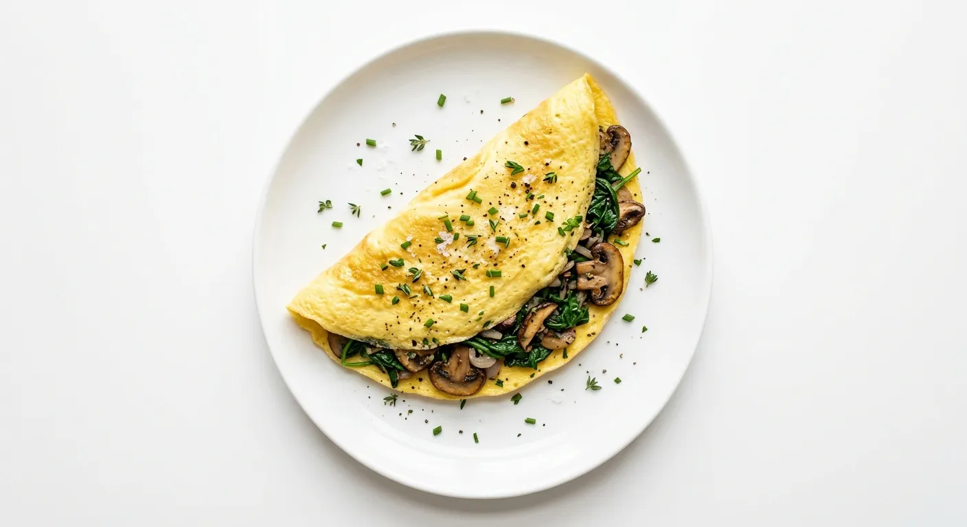French Omelette with Spinach and Mushrooms