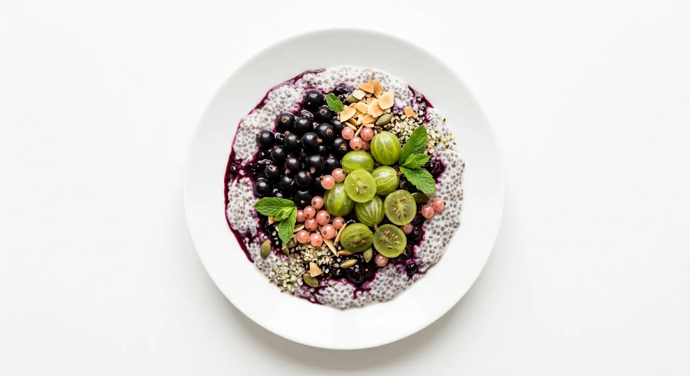 Gooseberry and Blackcurrant Breakfast Chia Pudding
