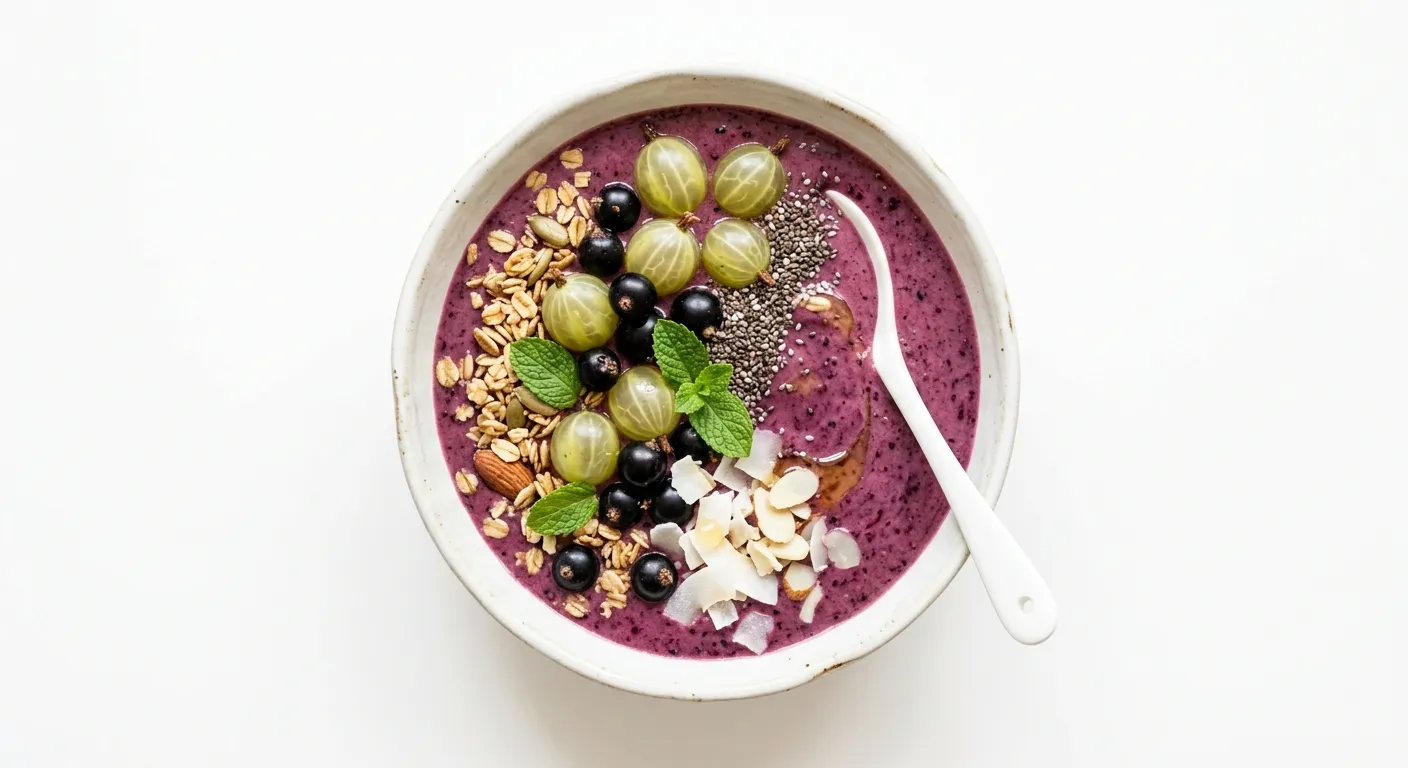 Gooseberry and Blackcurrant Breakfast Smoothie Bowl