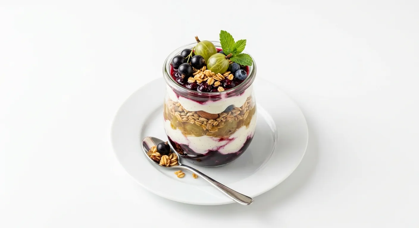 Gooseberry and Blackcurrant Yogurt Parfait