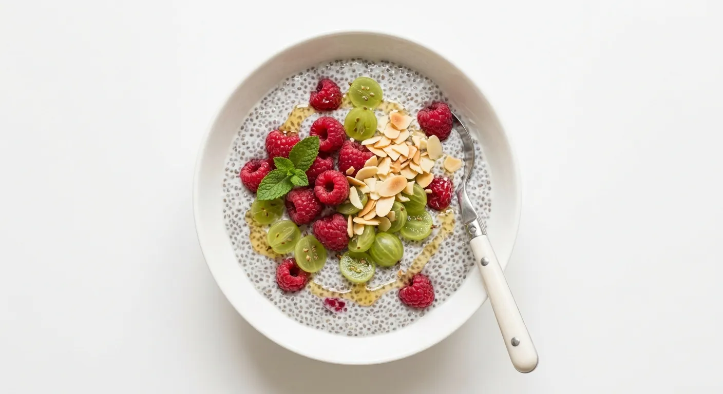 Gooseberry and Raspberry Breakfast Chia Pudding