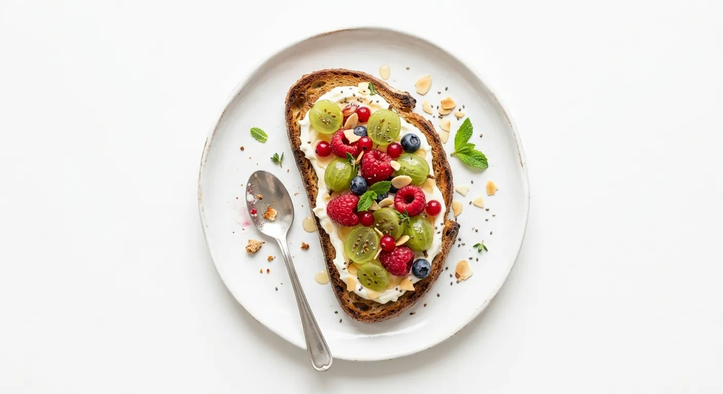 Gooseberry and Raspberry Breakfast Tartine