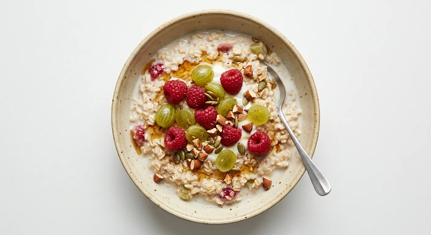 Gooseberry and Raspberry Oatmeal