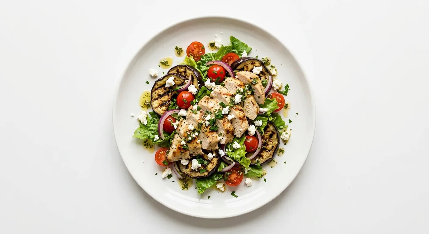 Grilled Aubergine and Chicken Salad