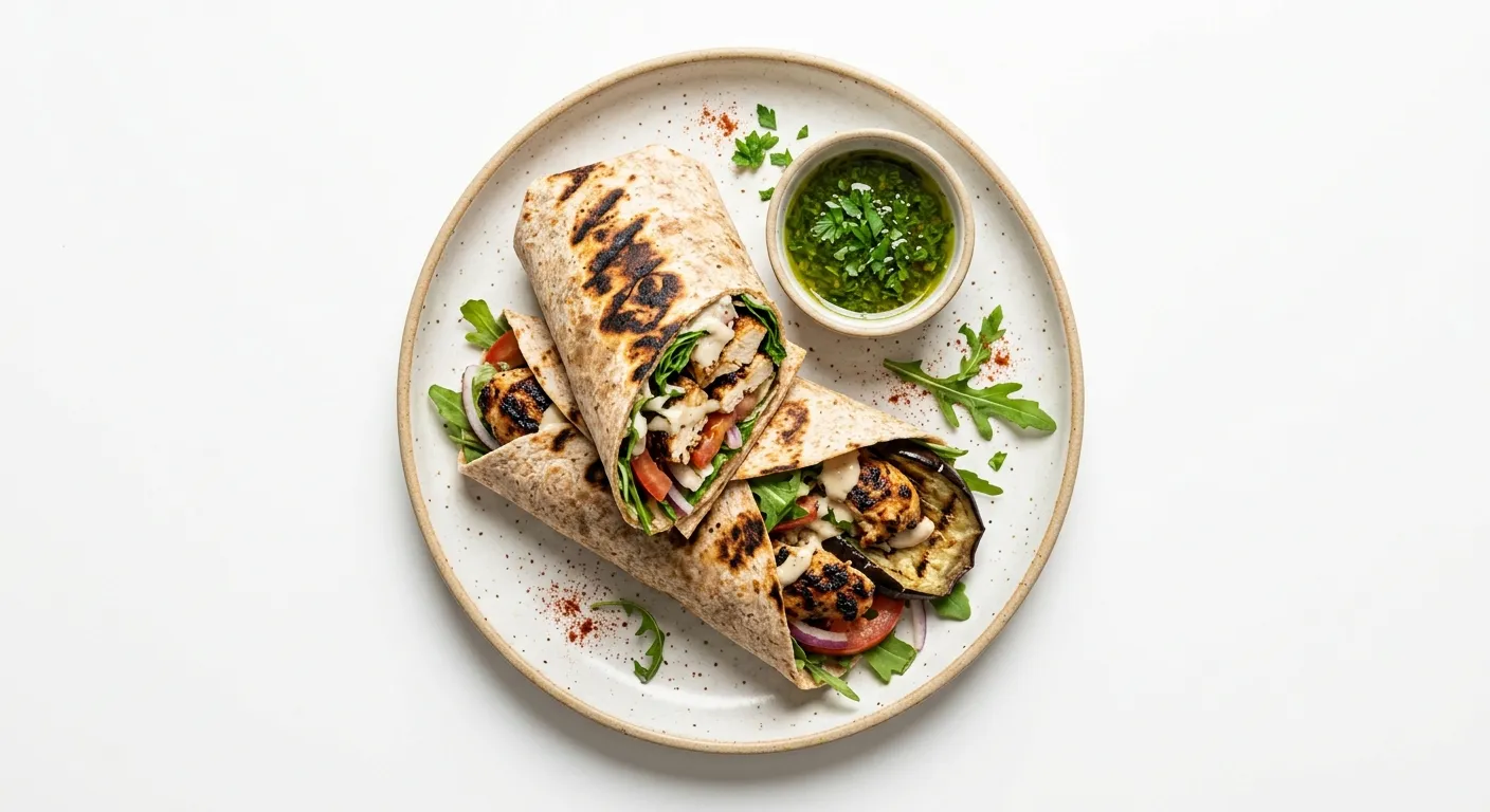Grilled Aubergine and Chicken Wrap