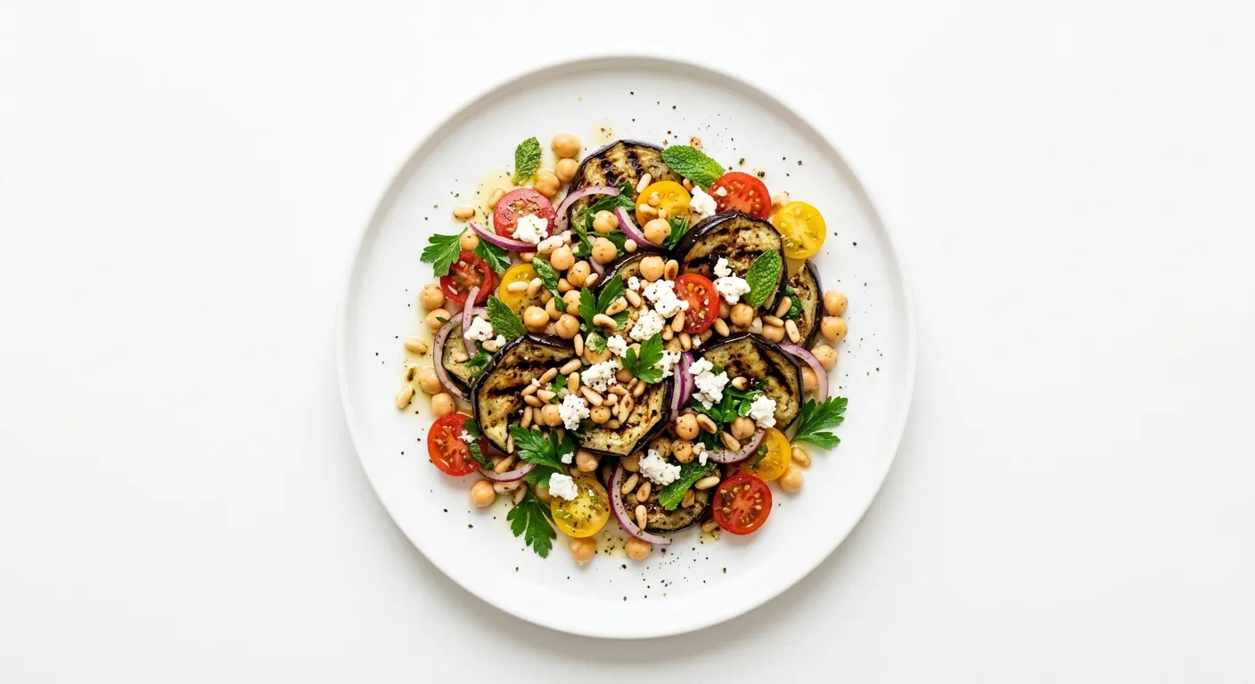 Grilled Aubergine and Chickpea Salad