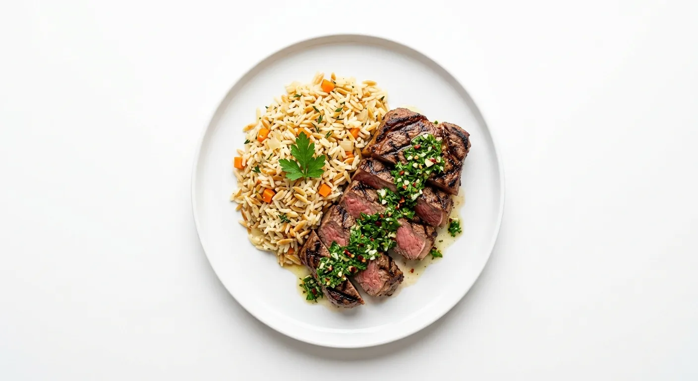 Grilled Beef Steak with Chimichurri and Quinoa-Free Pilaf